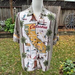 VTG Reyn Spooner American Classics California Map Hawaiian Shirt Men's Size XL